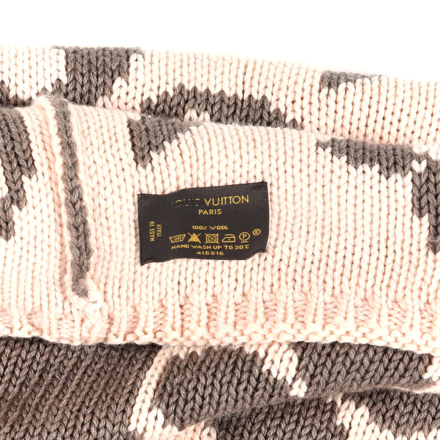 Wool Monogram Grand Froid Snood Scarf Brown Pink