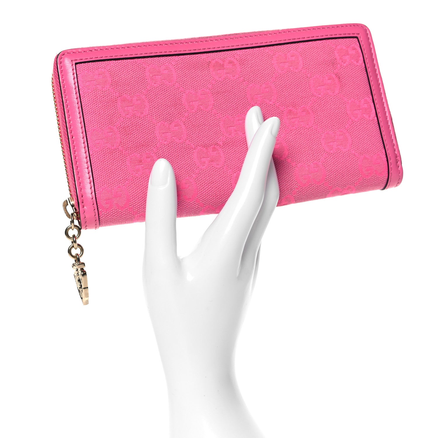 Gucci Monogram Calfskin Bree Zip Around Wallet Fuchsia 2 of 8