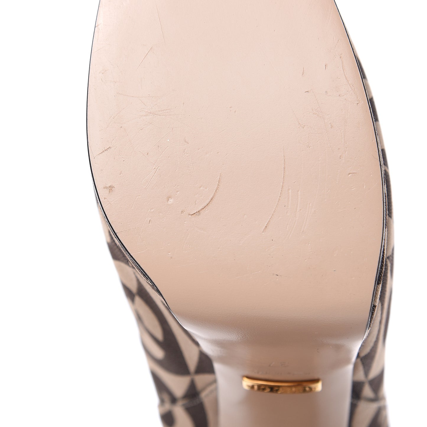 Fabric G Rhombus Print Platform Boots 37 Beige Cocoa