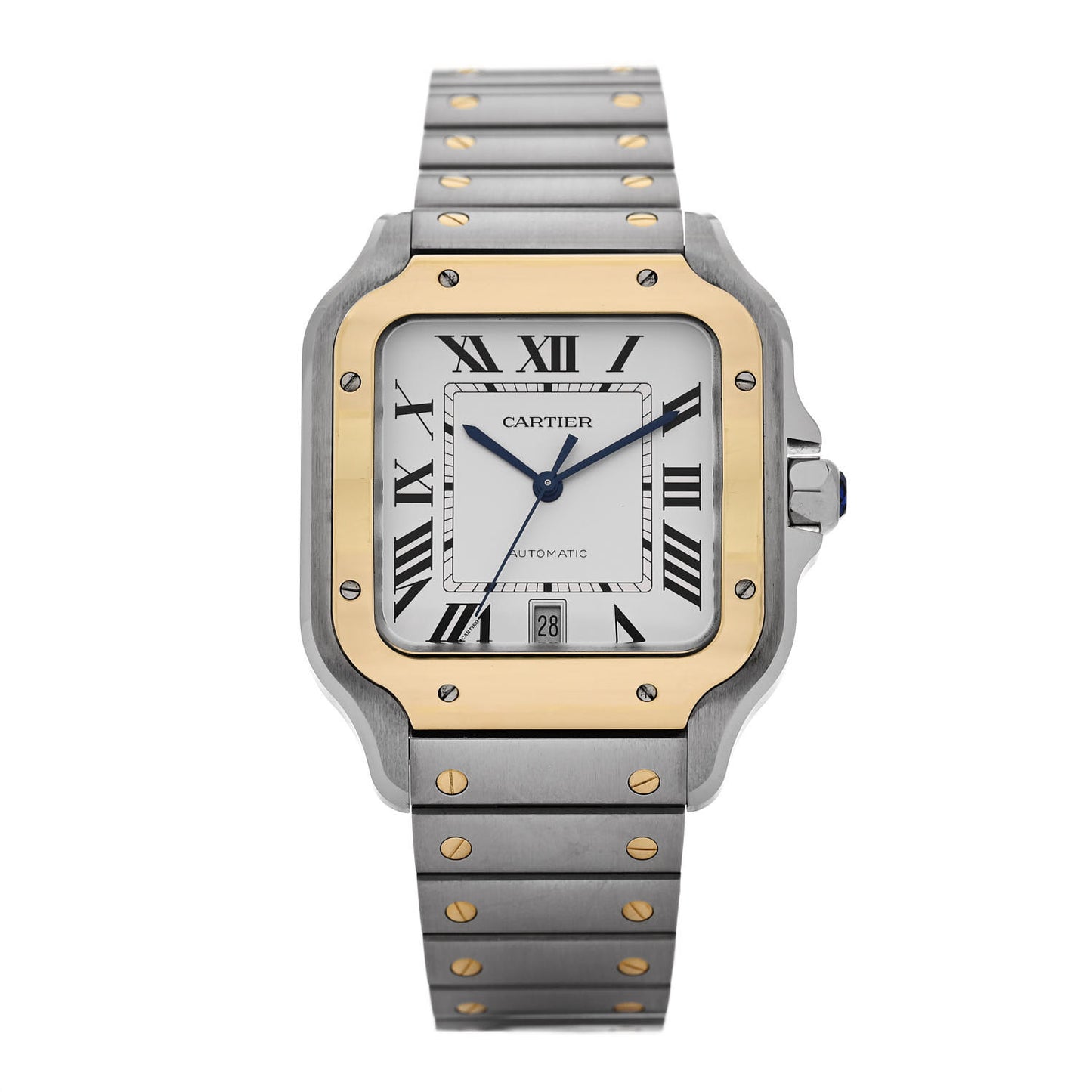 Stainless Steel 18K Yellow Gold 39.8mm Santos De Cartier Automatic Watch