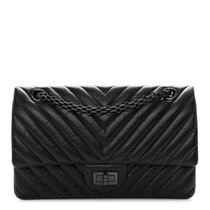 Chanel Aged Calfskin Chevron Quilted 2.55 Reissue 225 Flap So Black 1 of 9
