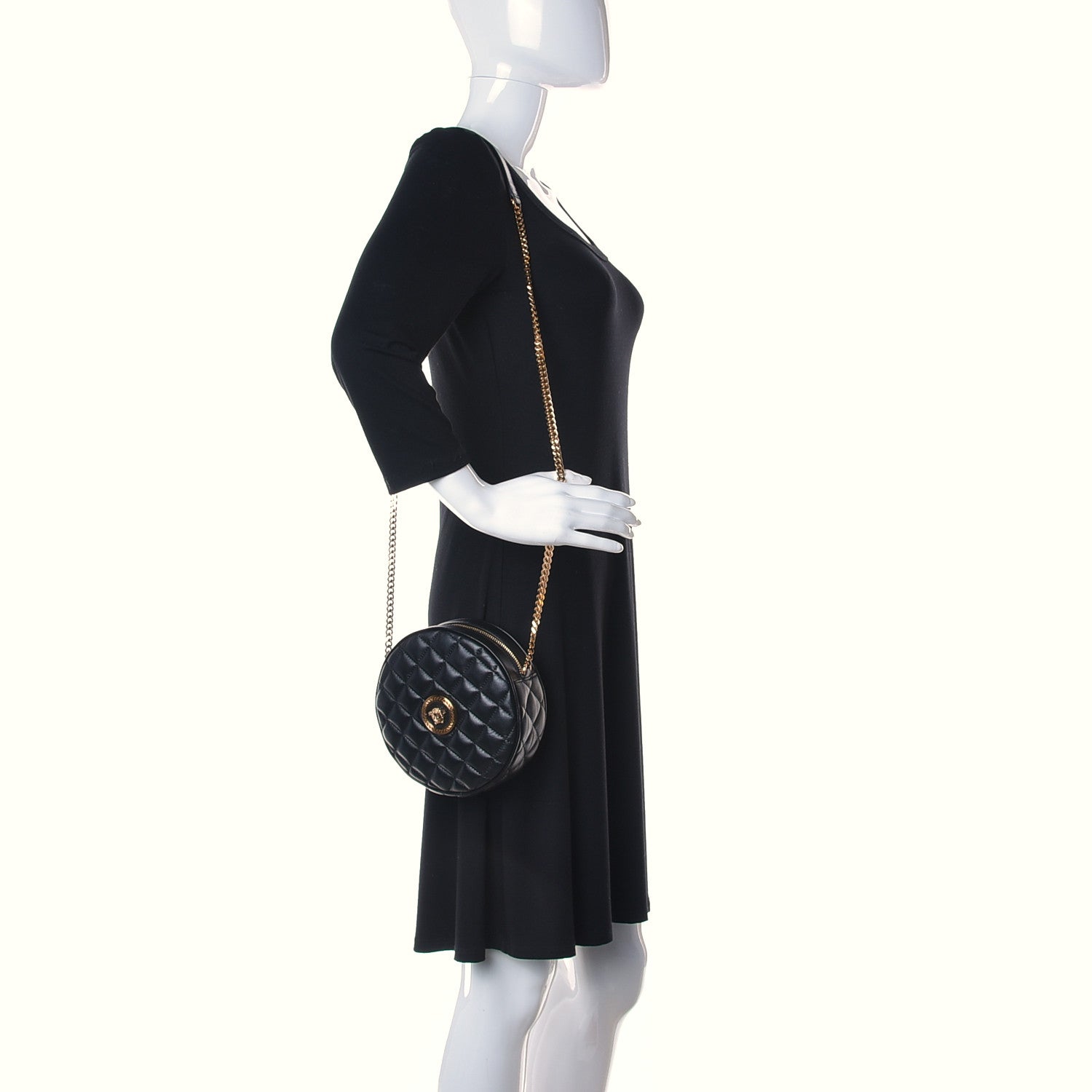 Versace Nappa Quilted Medusa Round Camera Bag Black 2 of 12