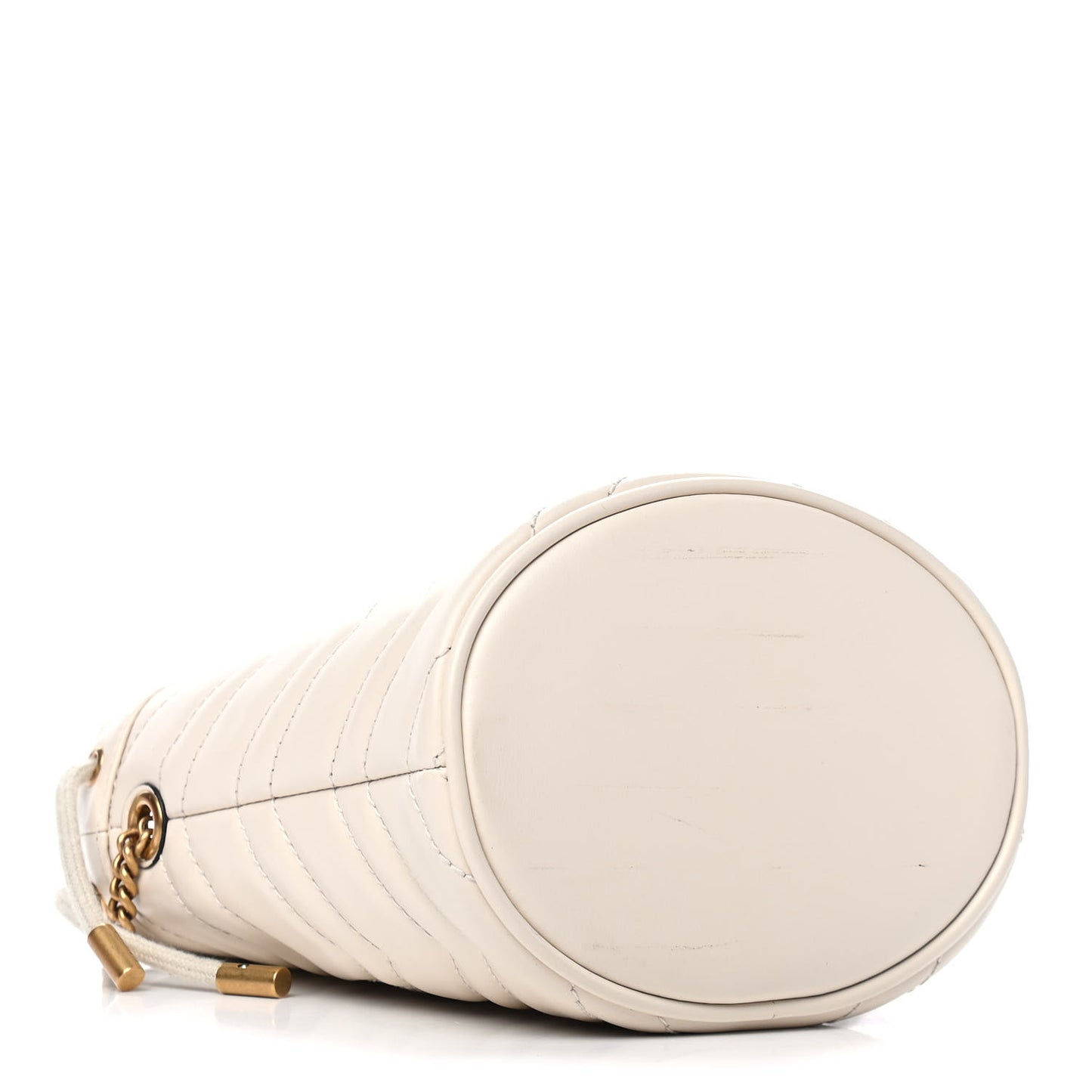 Calfskin Matelasse Mini GG Marmont 2.0 Bucket Bag White
