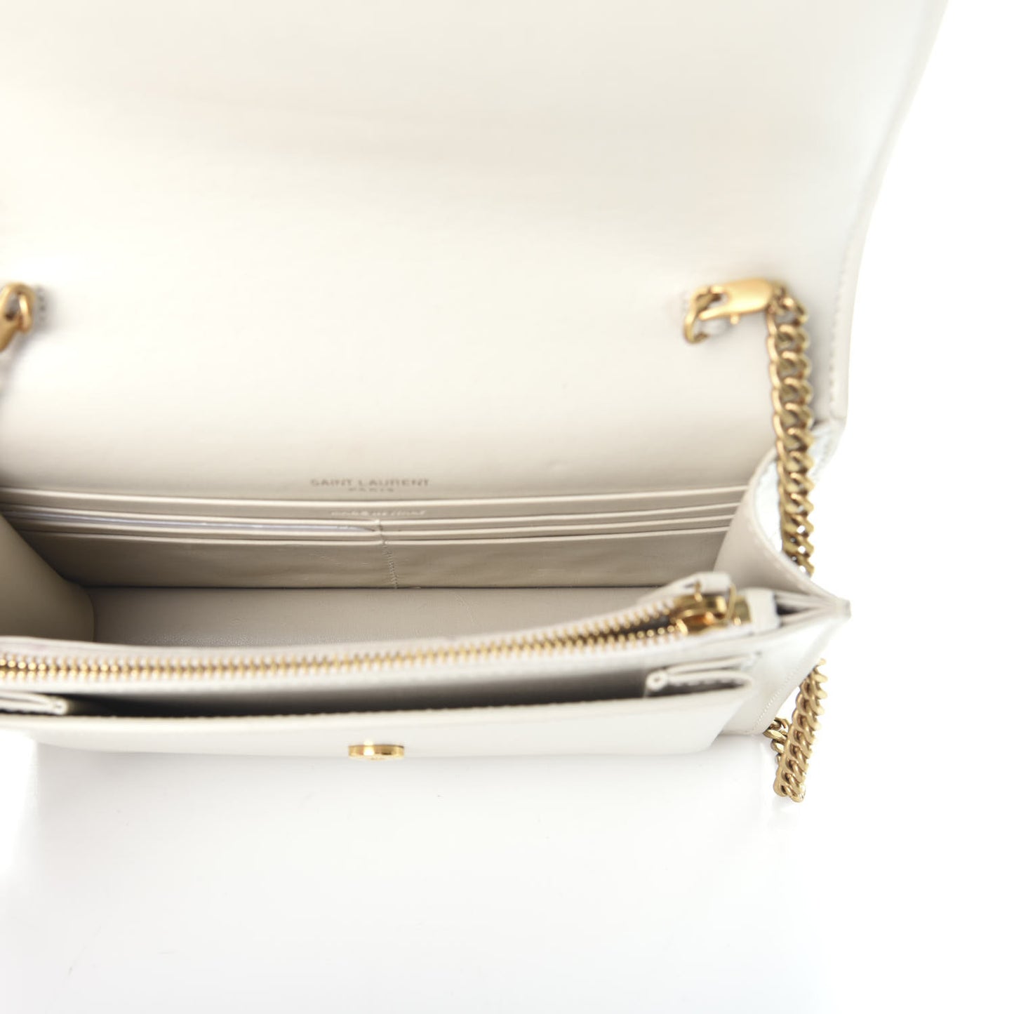 Calfskin Monogram Sunset Chain Wallet Blanc Vintage