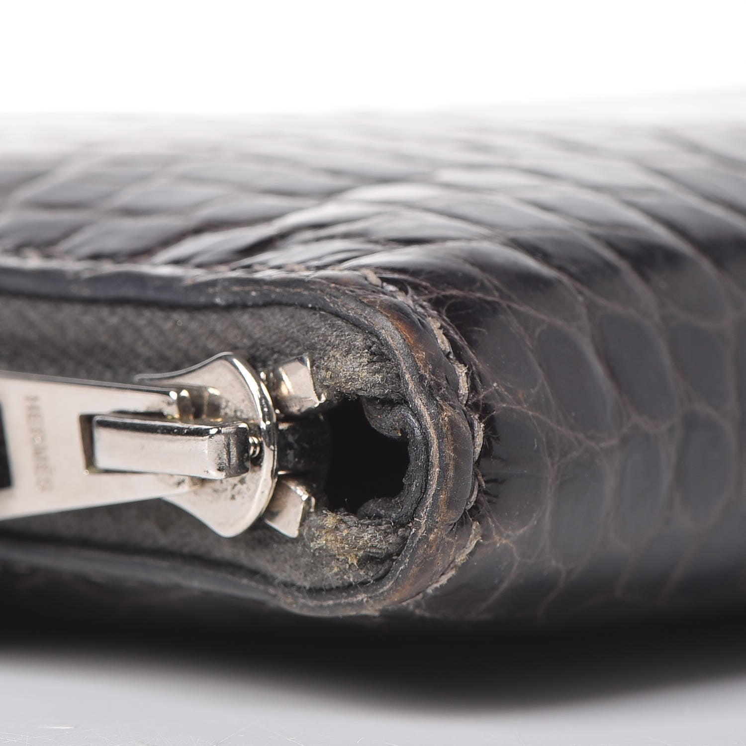 Hermes Shiny Alligator Azap Wallet Graphite 9 of 10