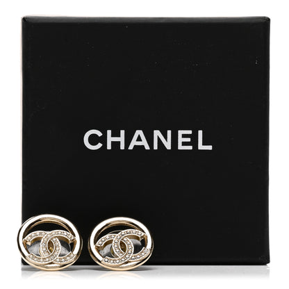 Chanel Crystal CC Round Earrings Gold 5 of 5