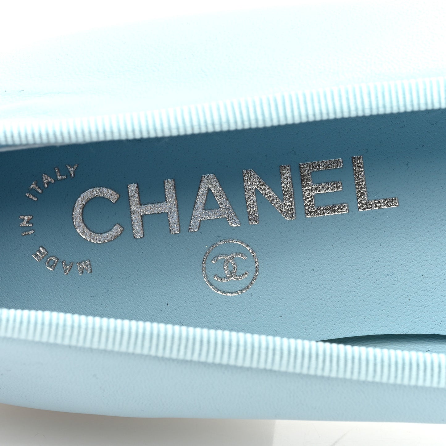 Lambskin Cap Toe CC Ballerina Flats 39 Light Blue Black