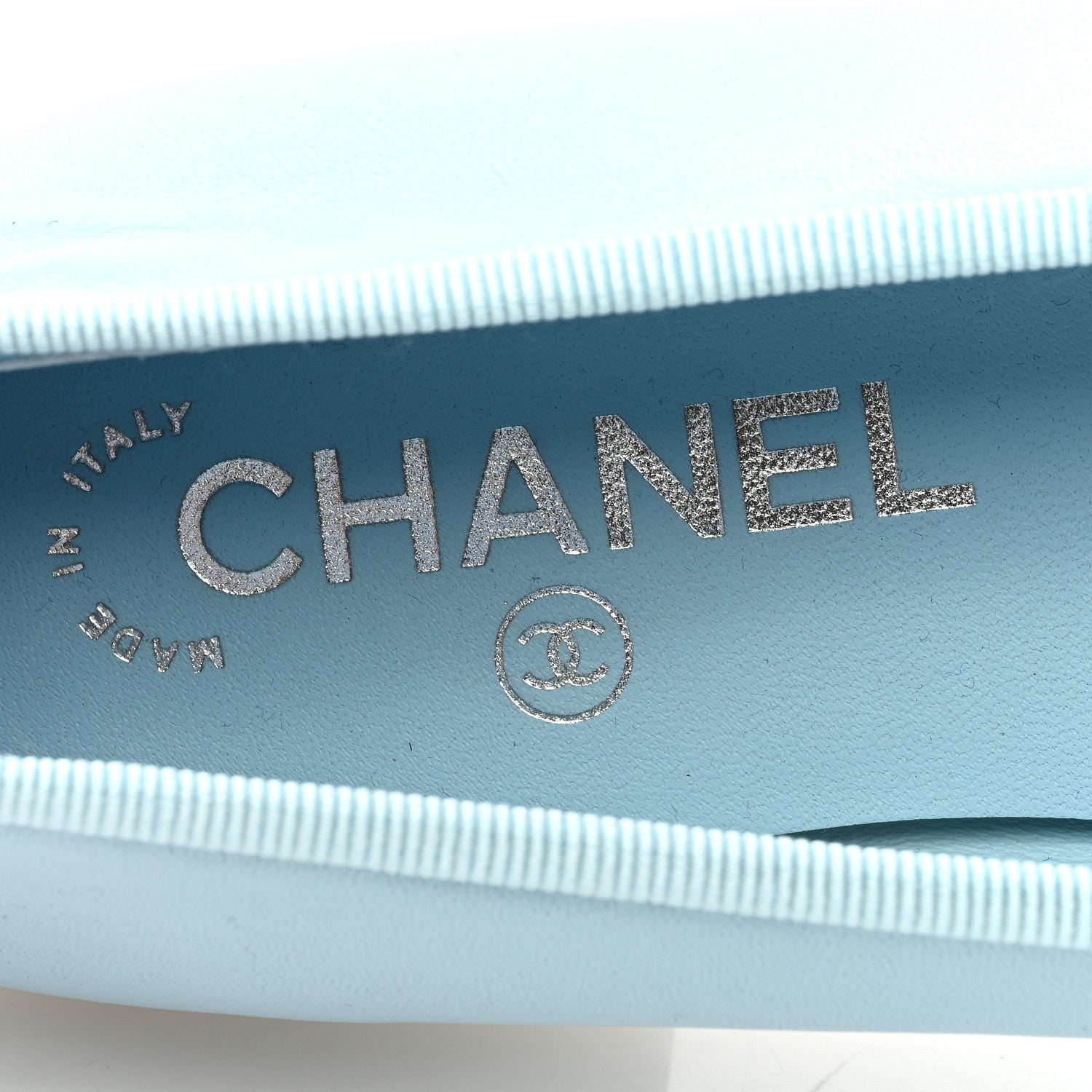 Chanel Lambskin Cap Toe CC Ballerina Flats 39 Light Blue Black 7 of 7