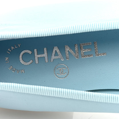 Chanel Lambskin Cap Toe CC Ballerina Flats 39 Light Blue Black 7 of 7