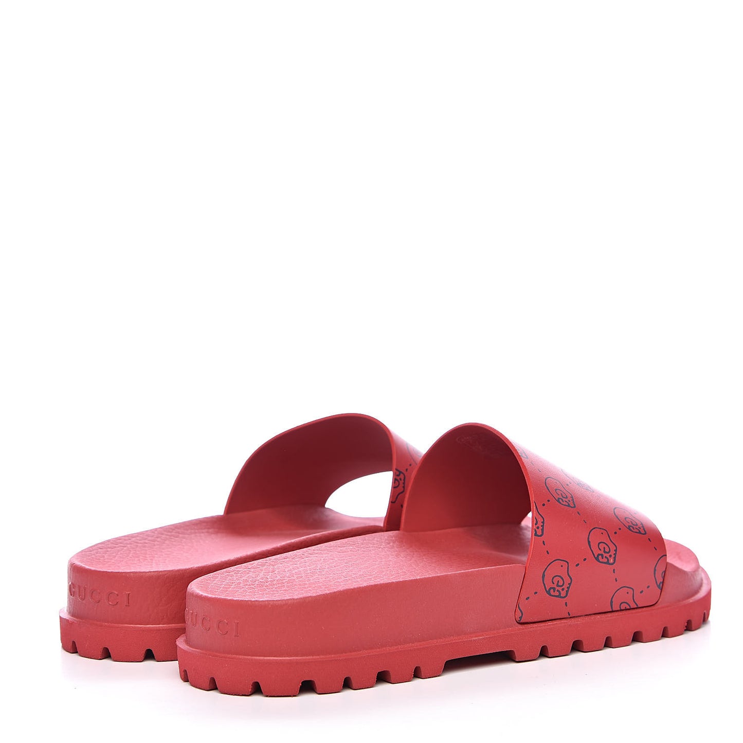Calfskin Rubber GucciGhost Hamlet Skull Mens Lug Sole Slide Sandals 7 Hibiscus Red Blue Agata