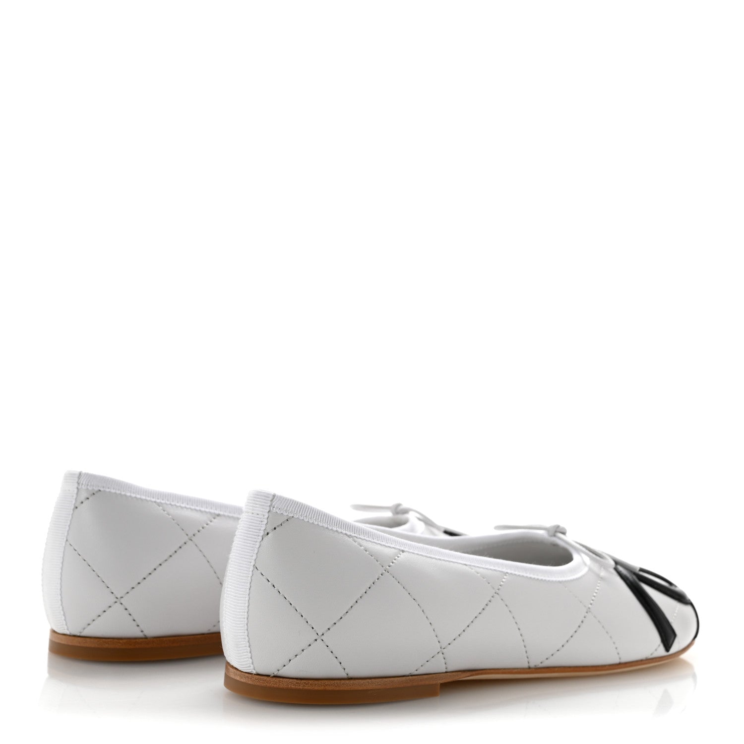 Chanel Lambskin Quilted CC Cambon Ballet Flats 39 White Black 5 of 10