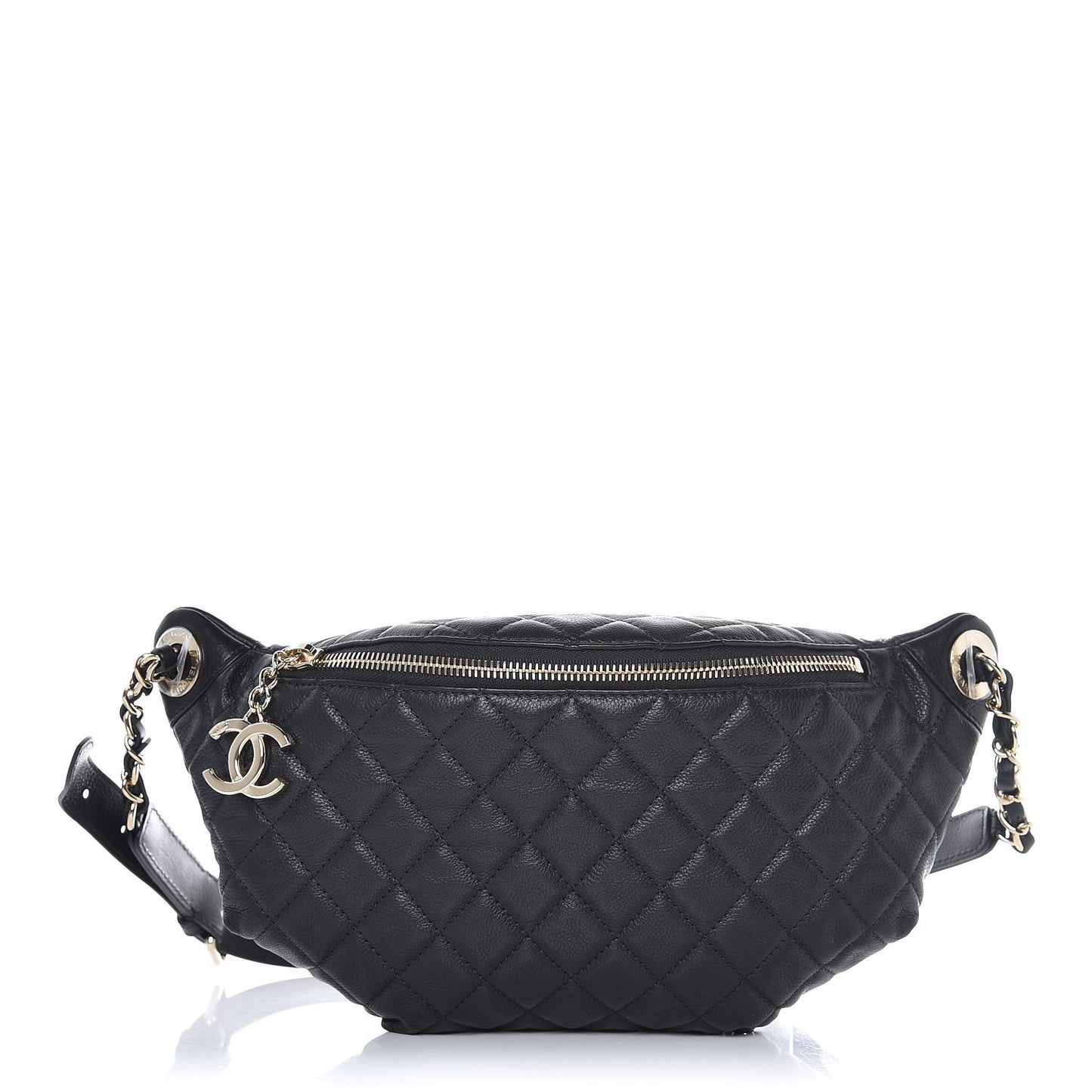 Calfskin Quilted Belt Me Up Waist Bag Black