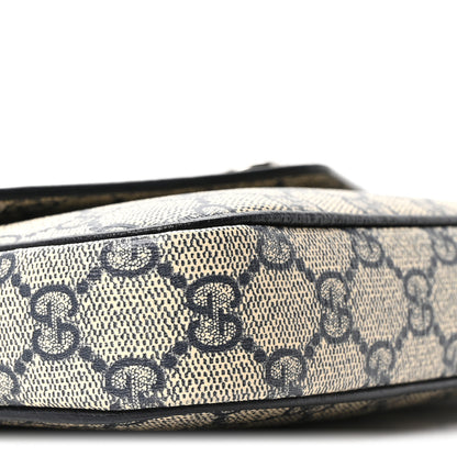 Gucci GG Supreme Monogram Textured Dollar Calfskin Web Mini Ophidia Envelope Shoulder Bag Beige Blue 9 of 10