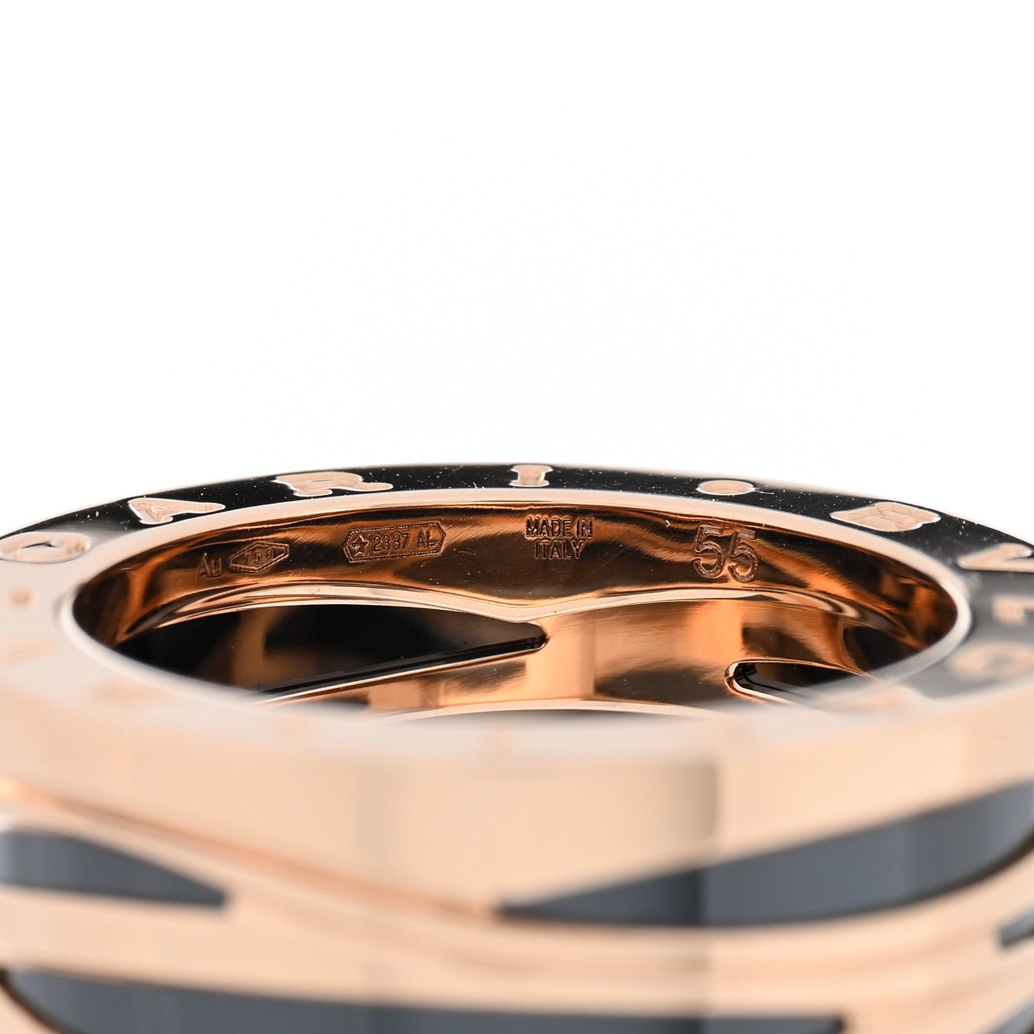 Bulgari 18K Rose Gold Black Ceramic B.Zero1 Legend Four-Band Ring 55 7.25 4 of 6