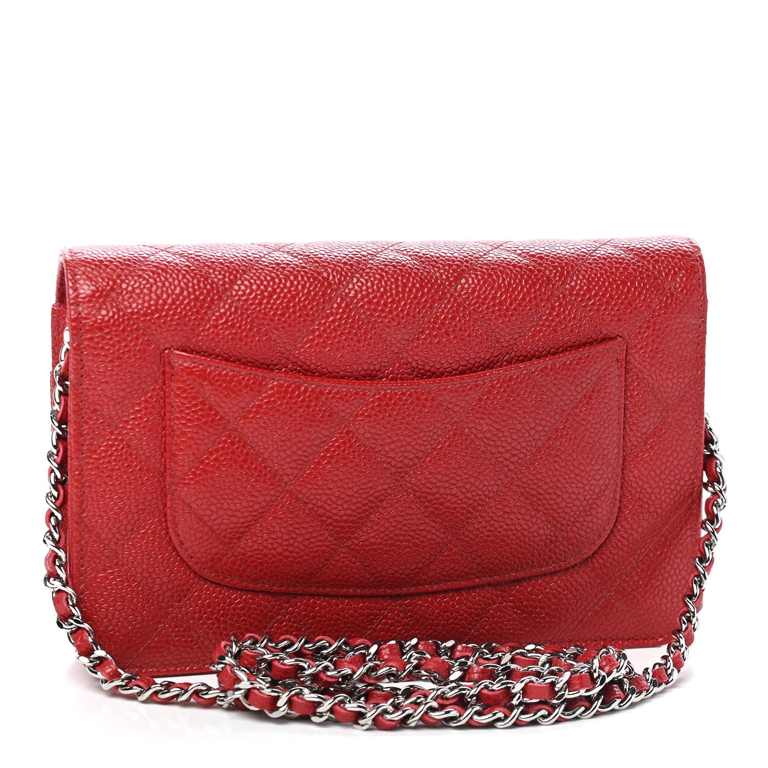 Chanel Caviar Quilted Wallet On Chain WOC Red 3 of 11