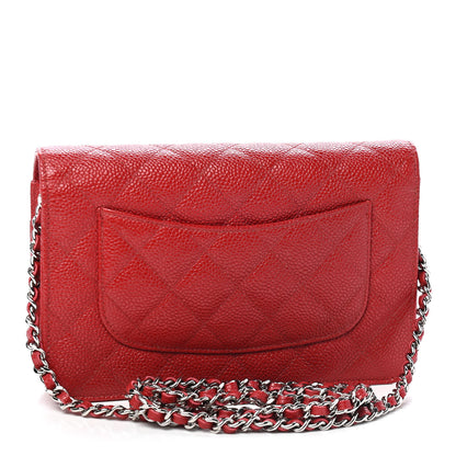 Chanel Caviar Quilted Wallet On Chain WOC Red 3 of 11