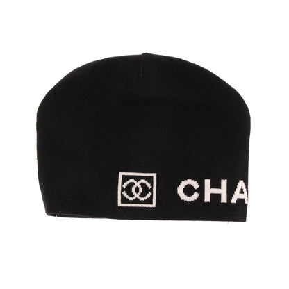 Chanel Merino Wool CC Beanie Hat Black 3 of 6