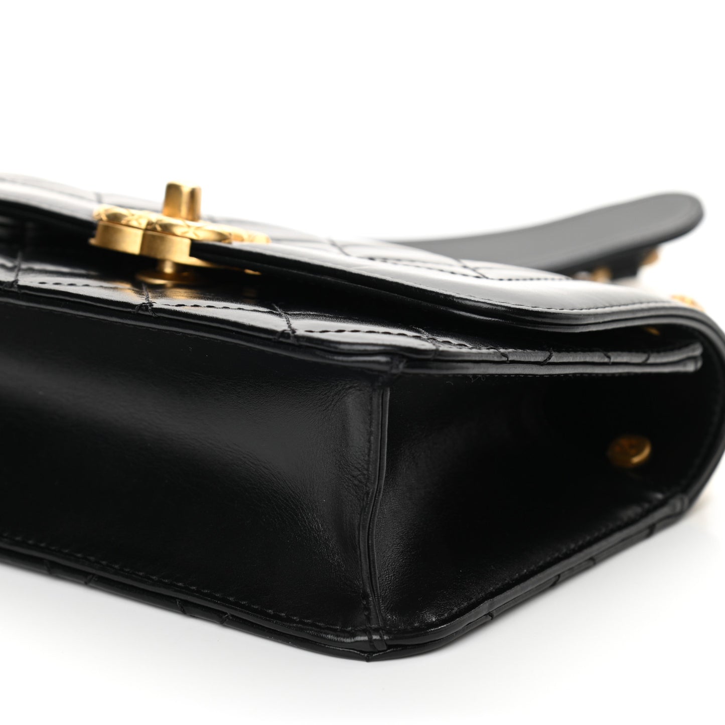 Calfskin Quilted Mini Coco Ring Flap Black