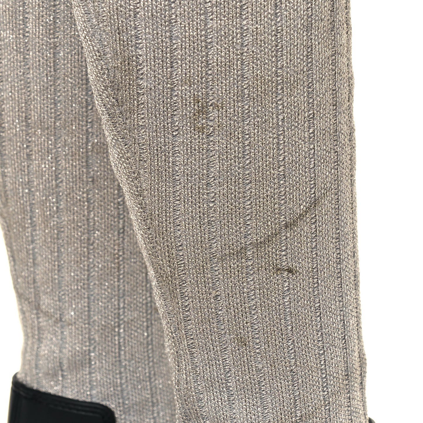 Knit Rubber Storm Over The Knee Boots 40 Silver Gold