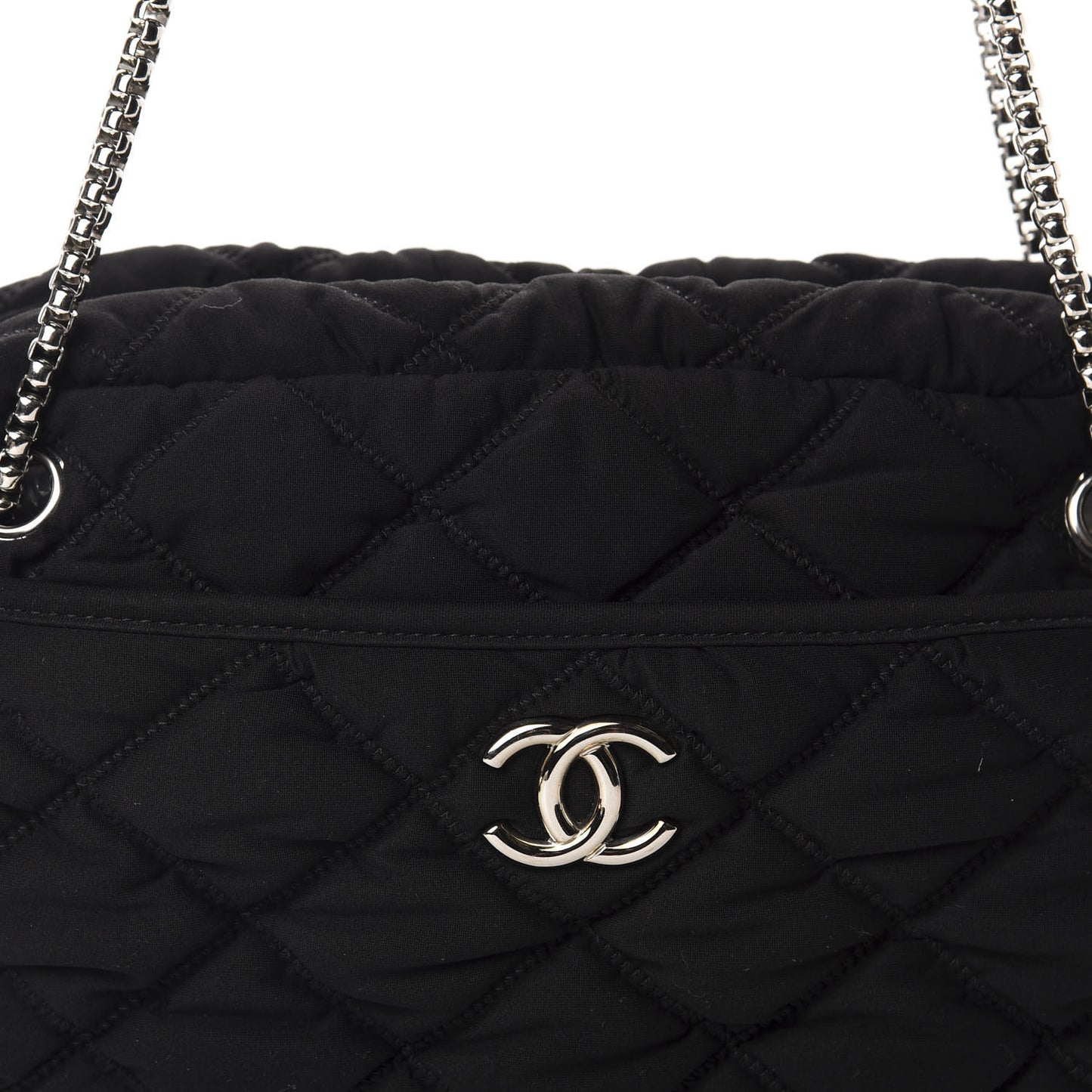 Nylon Bubble Quilt Shoulder Bag Black