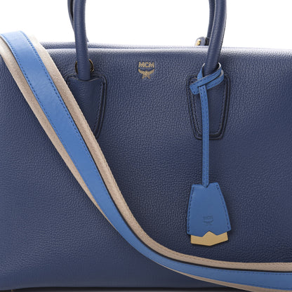 MCM Grained Calfskin Medium Milla Tote Navy 7 of 11