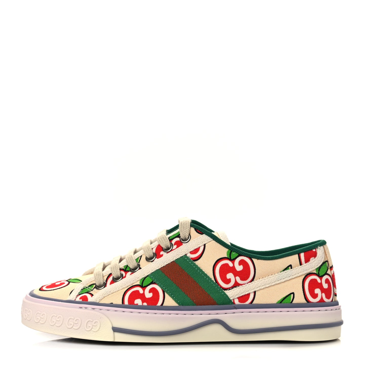 Canvas Web GG Apple Womens 1977 Tennis Sneakers 36 Ivory Red Mystic White New Shamarock
