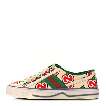 Gucci Canvas Web GG Apple Womens 1977 Tennis Sneakers 36 Ivory Red Mystic White New Shamarock 1 of 7