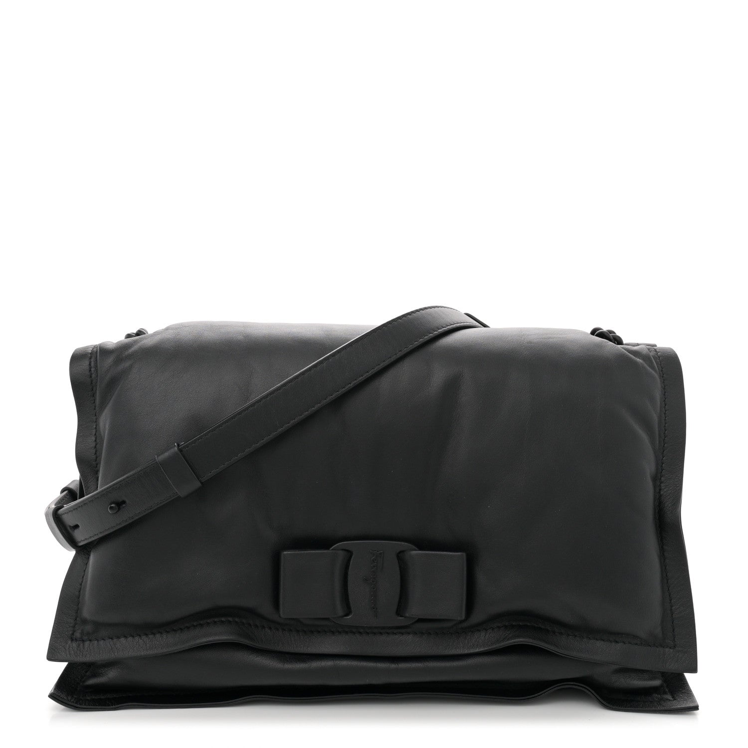 Salvatore Ferragamo Calfskin Medium Viva Bow Shoulder Bag Black 1 of 11