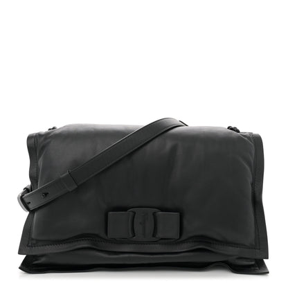 Salvatore Ferragamo Calfskin Medium Viva Bow Shoulder Bag Black 1 of 11