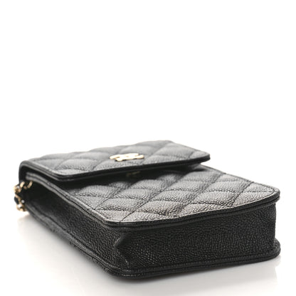 Chanel Caviar Quilted Bow Phone Holder Black 4 of 10