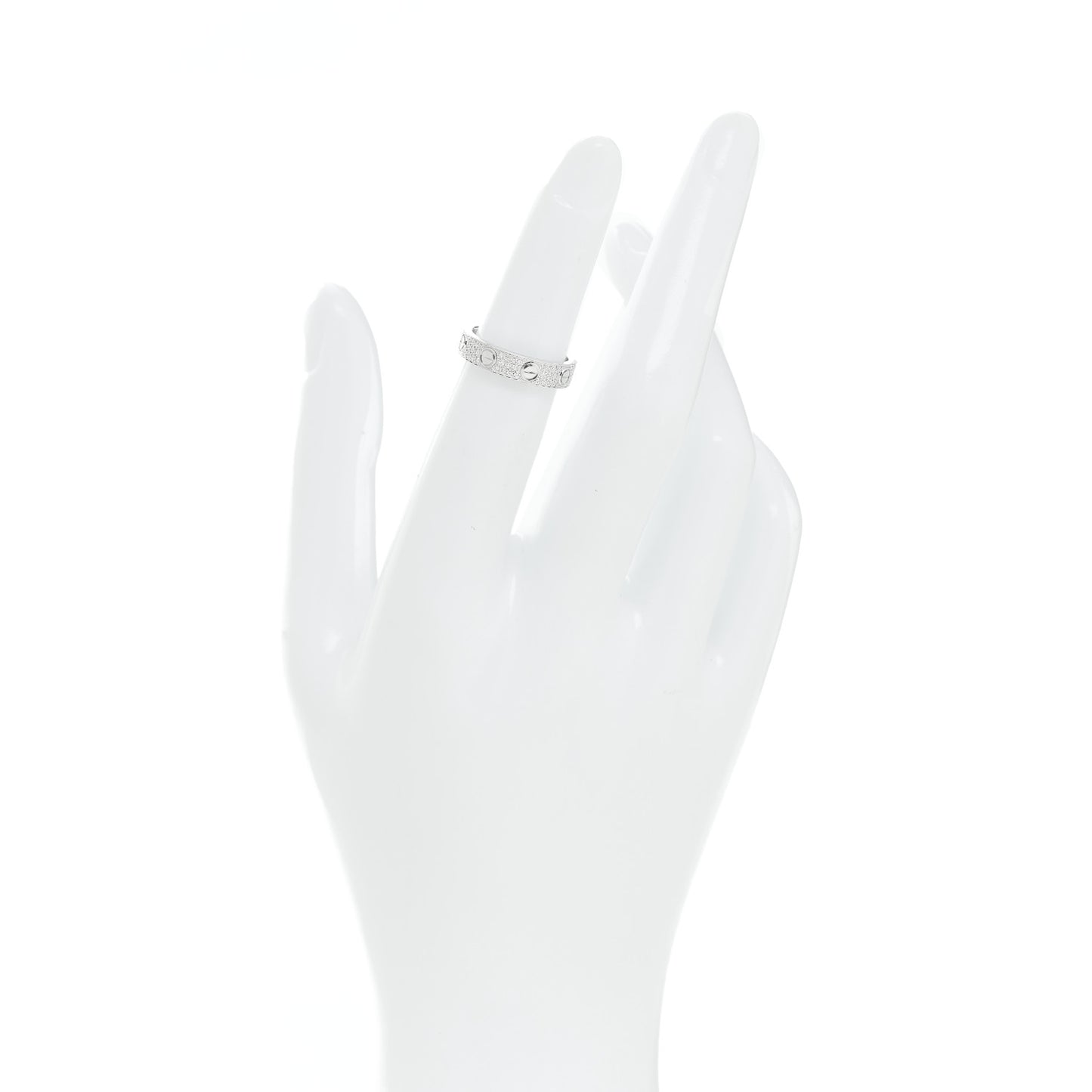 18K White Gold Diamond 4mm LOVE Wedding Paved Band Ring 47 4