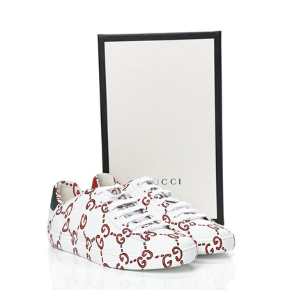 Gucci Calfskin GucciGhost Print Womens Ace Sneakers 40.5 White Hibiscus Red 10 of 10