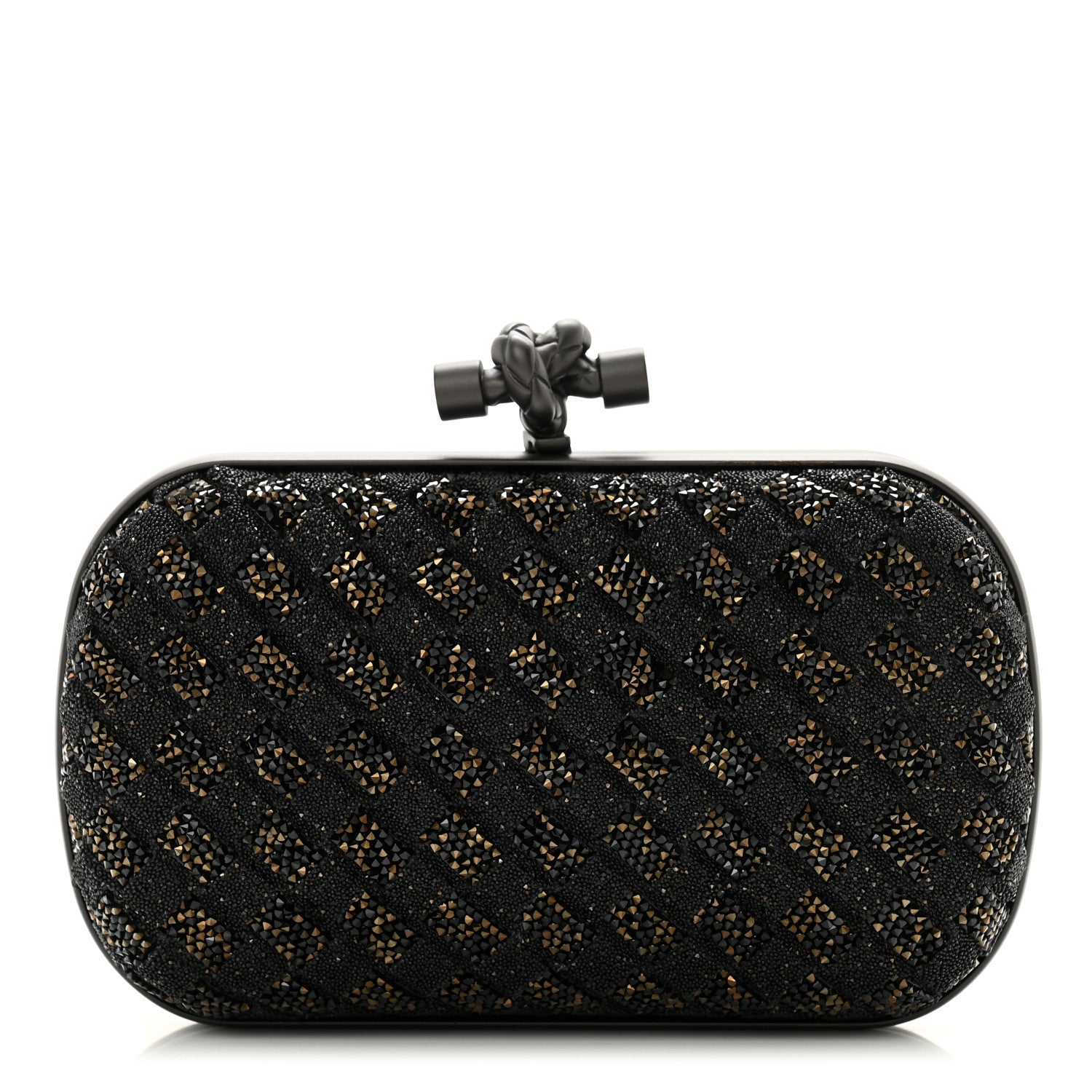 Bottega Veneta Crystal Bead Embellished Intrecciato Knot Clutch Black 1 of 6