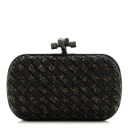 Bottega Veneta Crystal Bead Embellished Intrecciato Knot Clutch Black 1 of 6