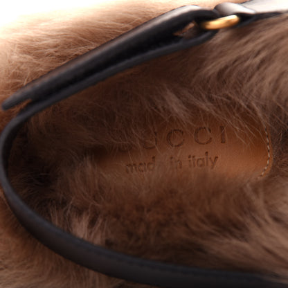 Gucci Calfskin Fur Mens Horsebit River Slingback Slippers 8.5 Black 8 of 10