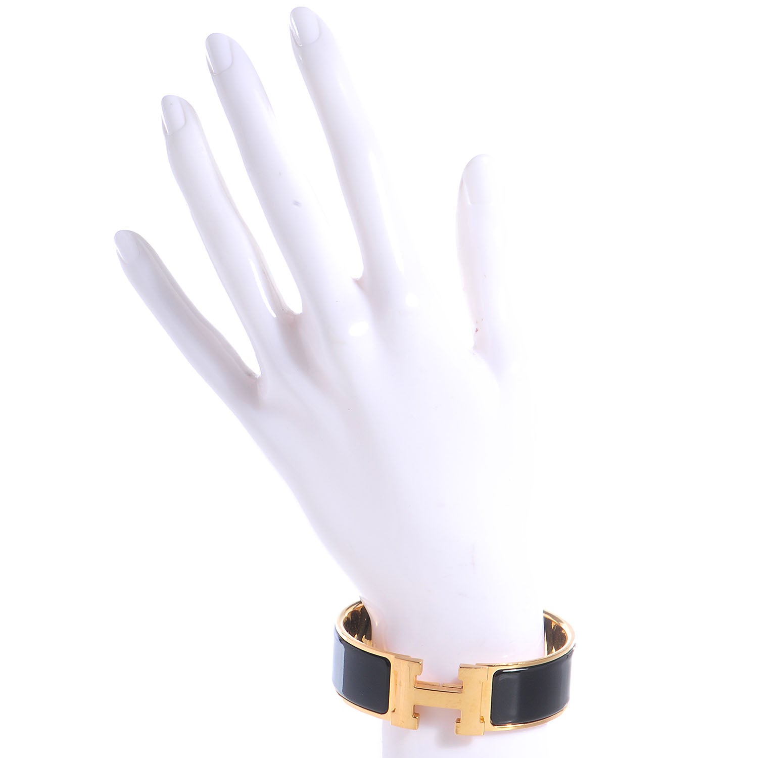 Hermes Enamel Clic Clac H Bracelet Wide GM Black 2 of 4
