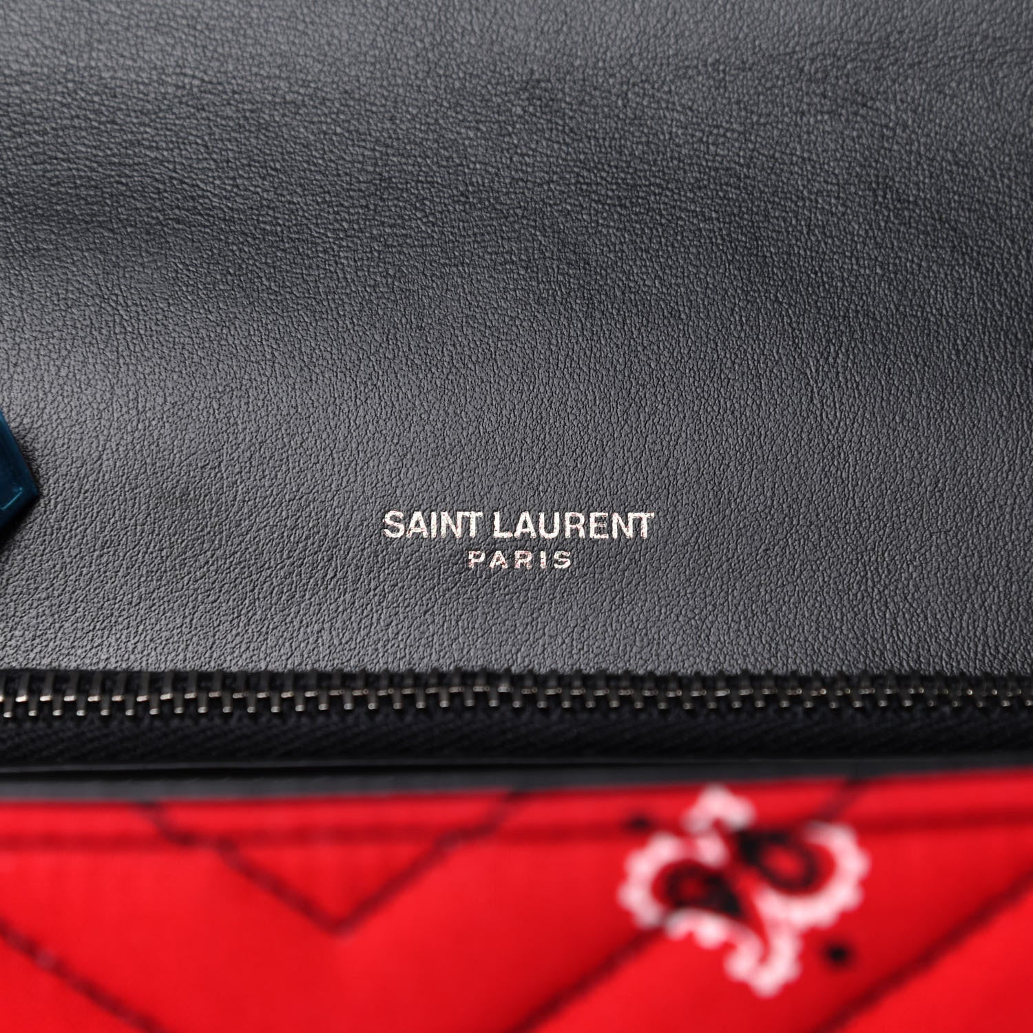 Saint Laurent Canvas Bandana Matelasse Chevron Medium College Bag Red 6 of 9