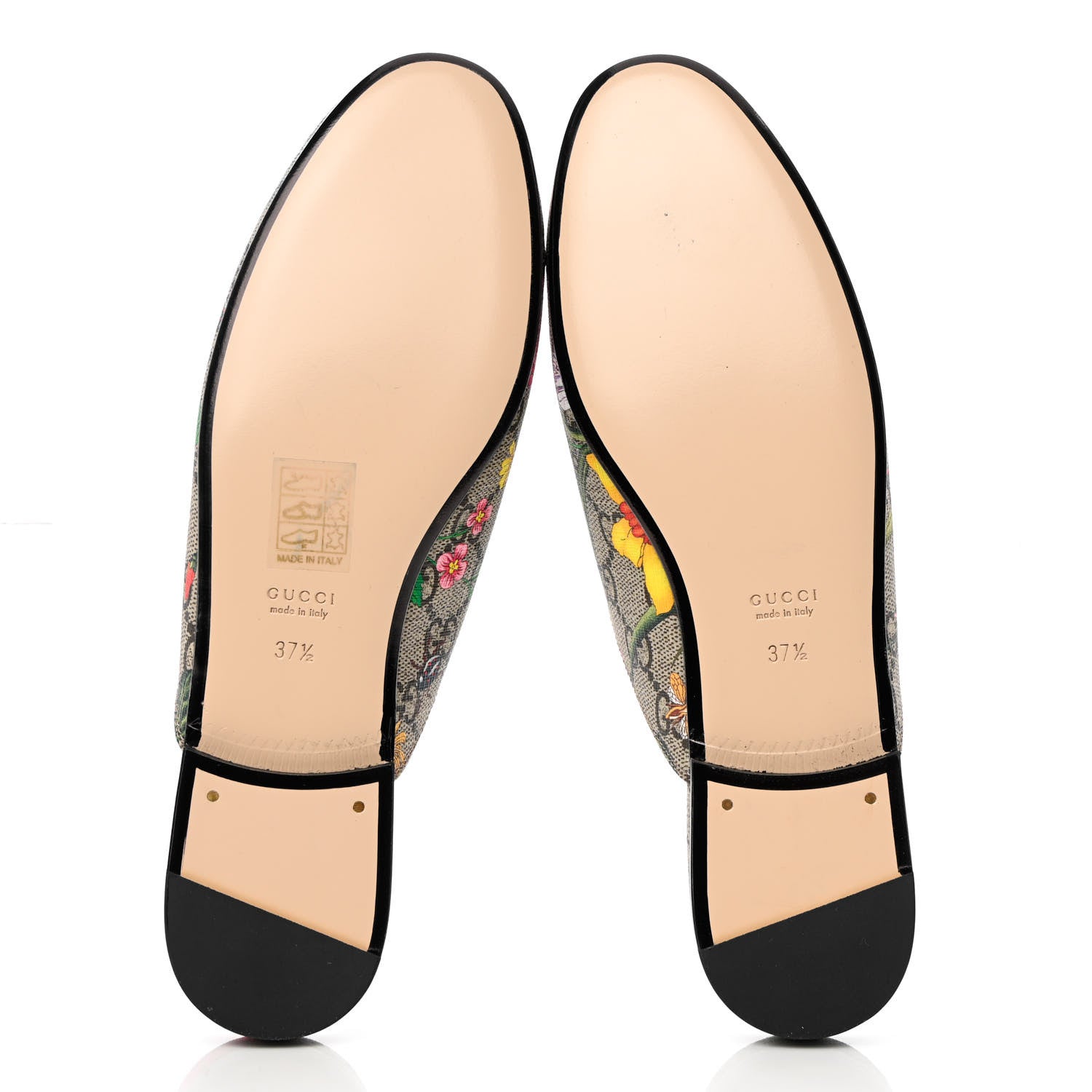 Gucci GG Supreme Monogram Flora Womens Princetown Slippers 37.5 Beige Ebony Multicolor Rosso 10 of 16