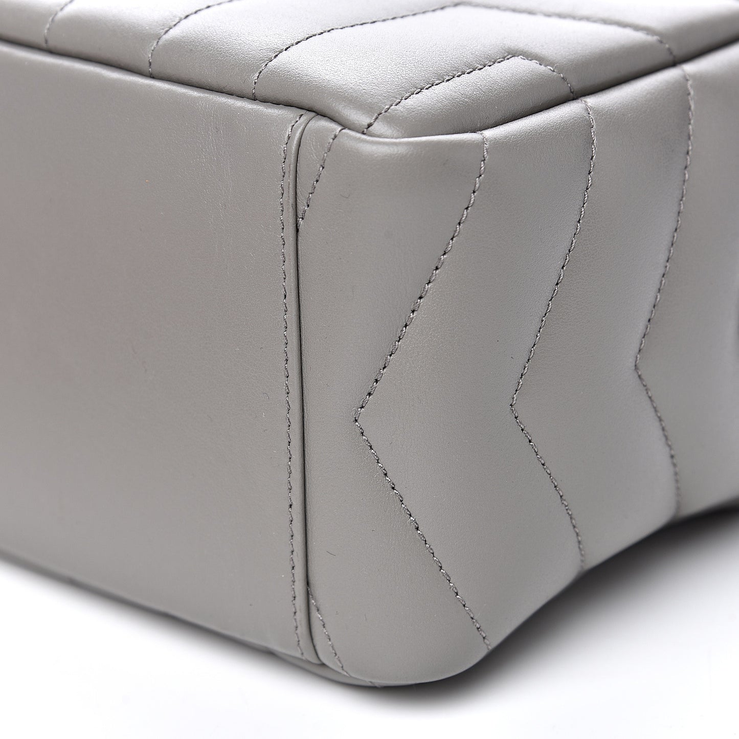 Calfskin Y Quilted Monogram Small Loulou Bowling Bag Light Gray