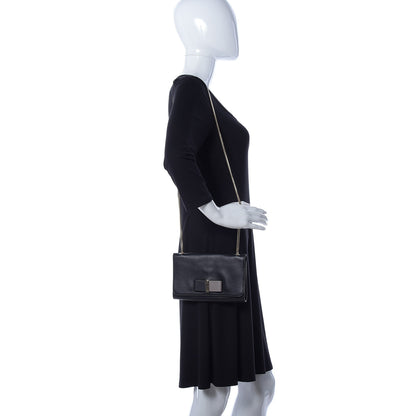 Chloe Lambskin Bow Wallet On Chain Black 2 of 9