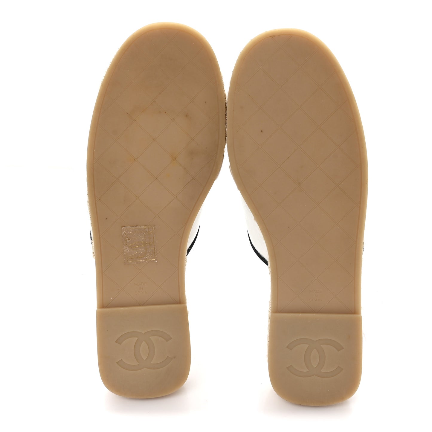 Crumpled Goatskin CC Espadrille Mules 36 White Black