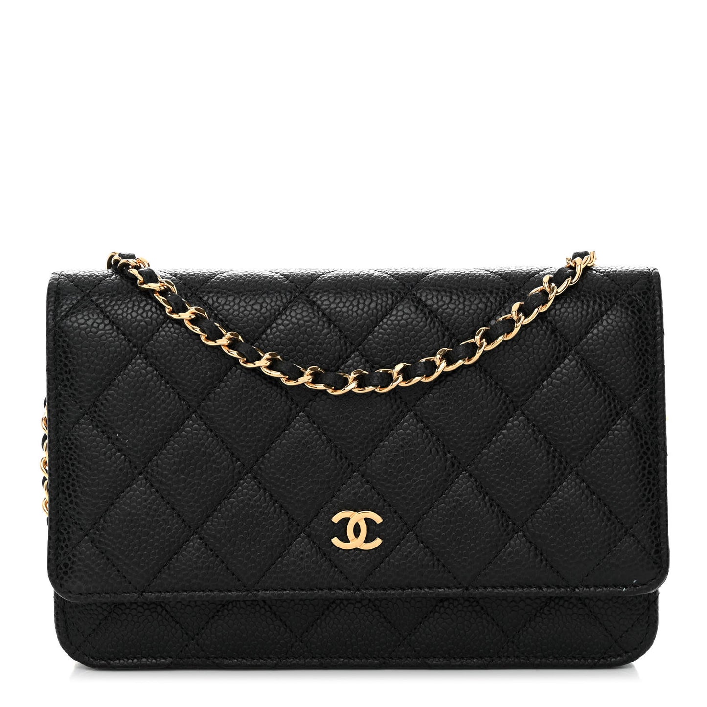 Caviar Quilted Wallet on Chain WOC Black