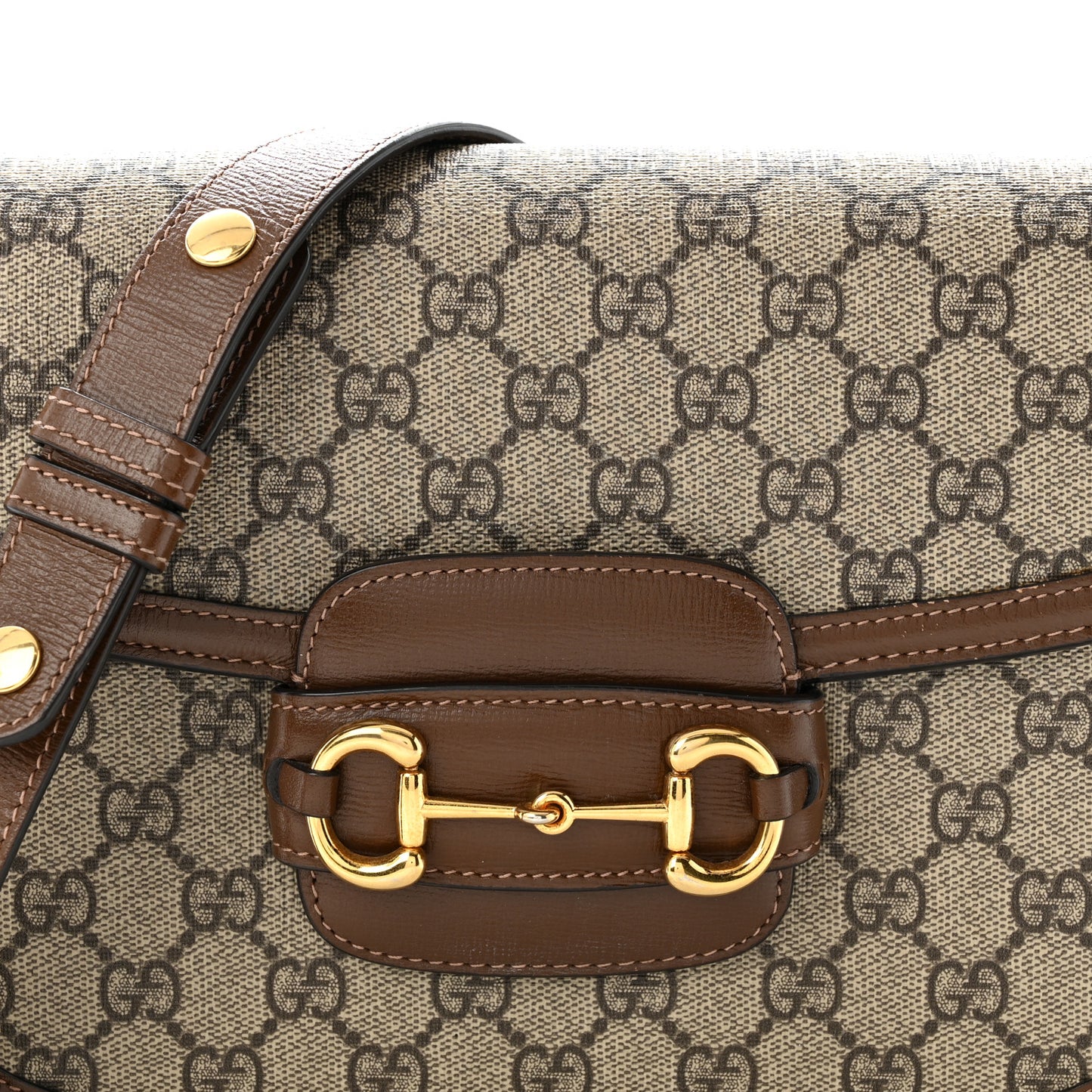 GG Supreme Monogram Horsebit 1955 Shoulder Bag  Beige Brown Sugar