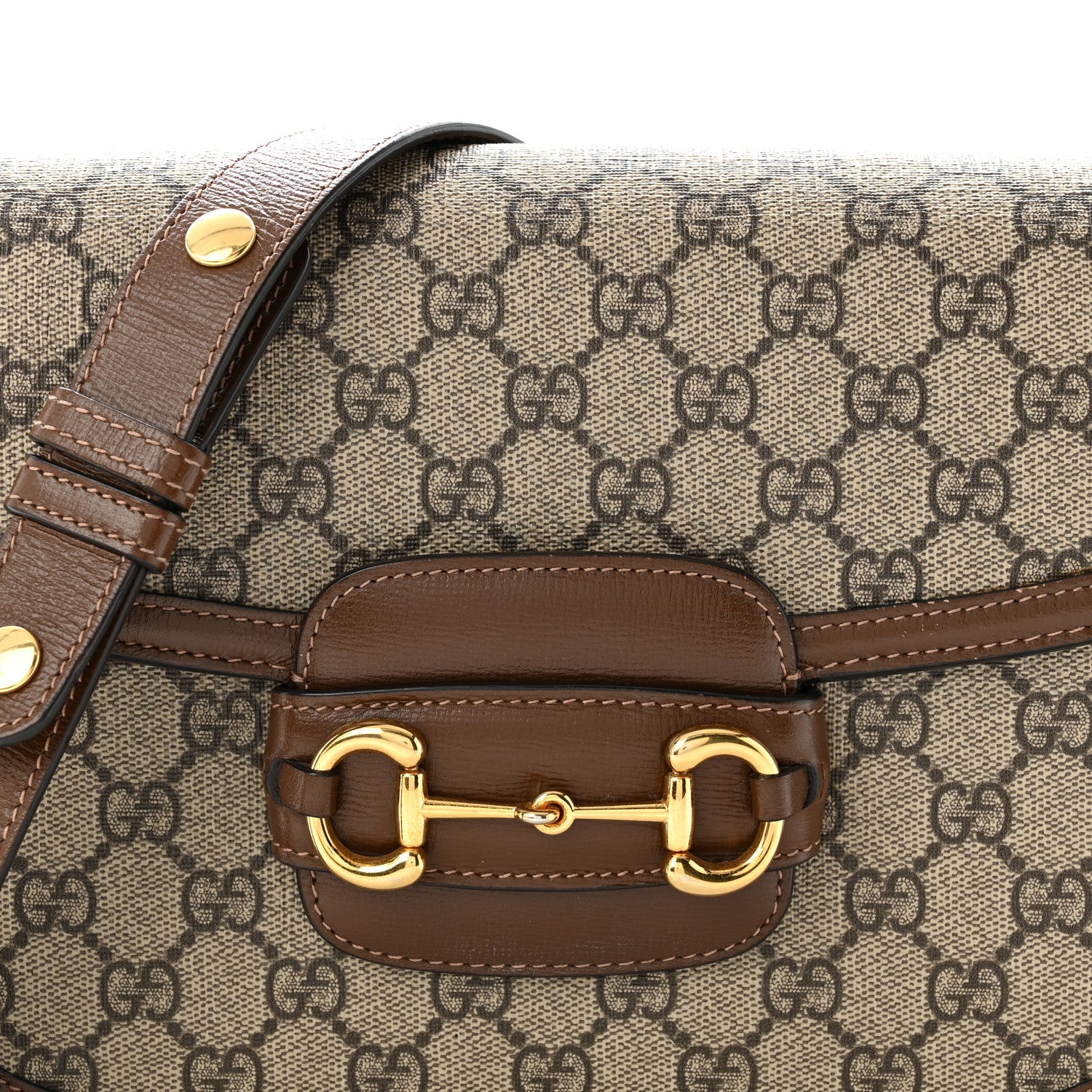 Gucci GG Supreme Monogram Horsebit 1955 Shoulder Bag  Beige Brown Sugar 8 of 10