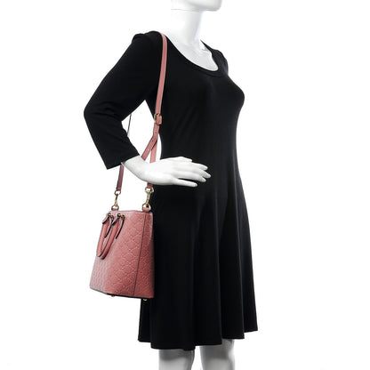 Gucci Guccissima Signature Small Zippered Bucket Tote Rose Baby Candy 2 of 8