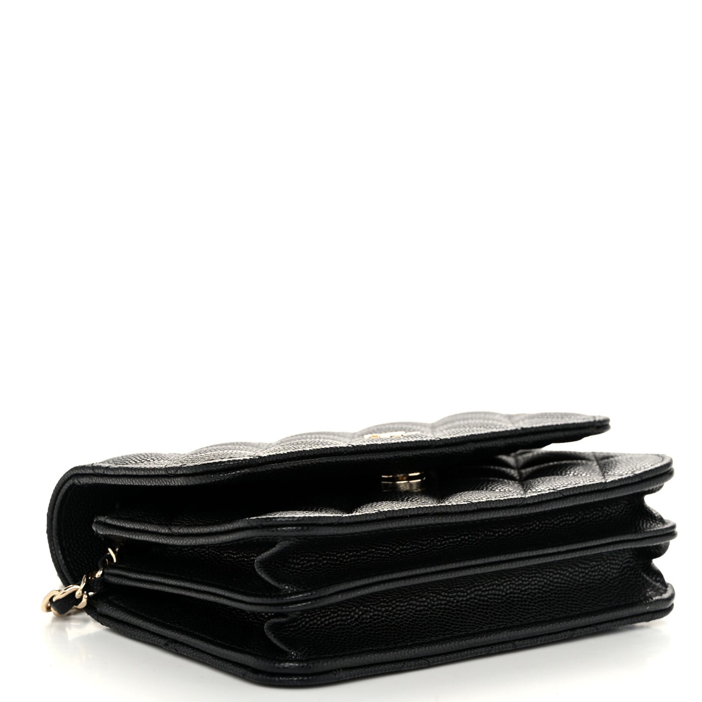 Caviar Quilted Mini Wallet On Chain WOC Black
