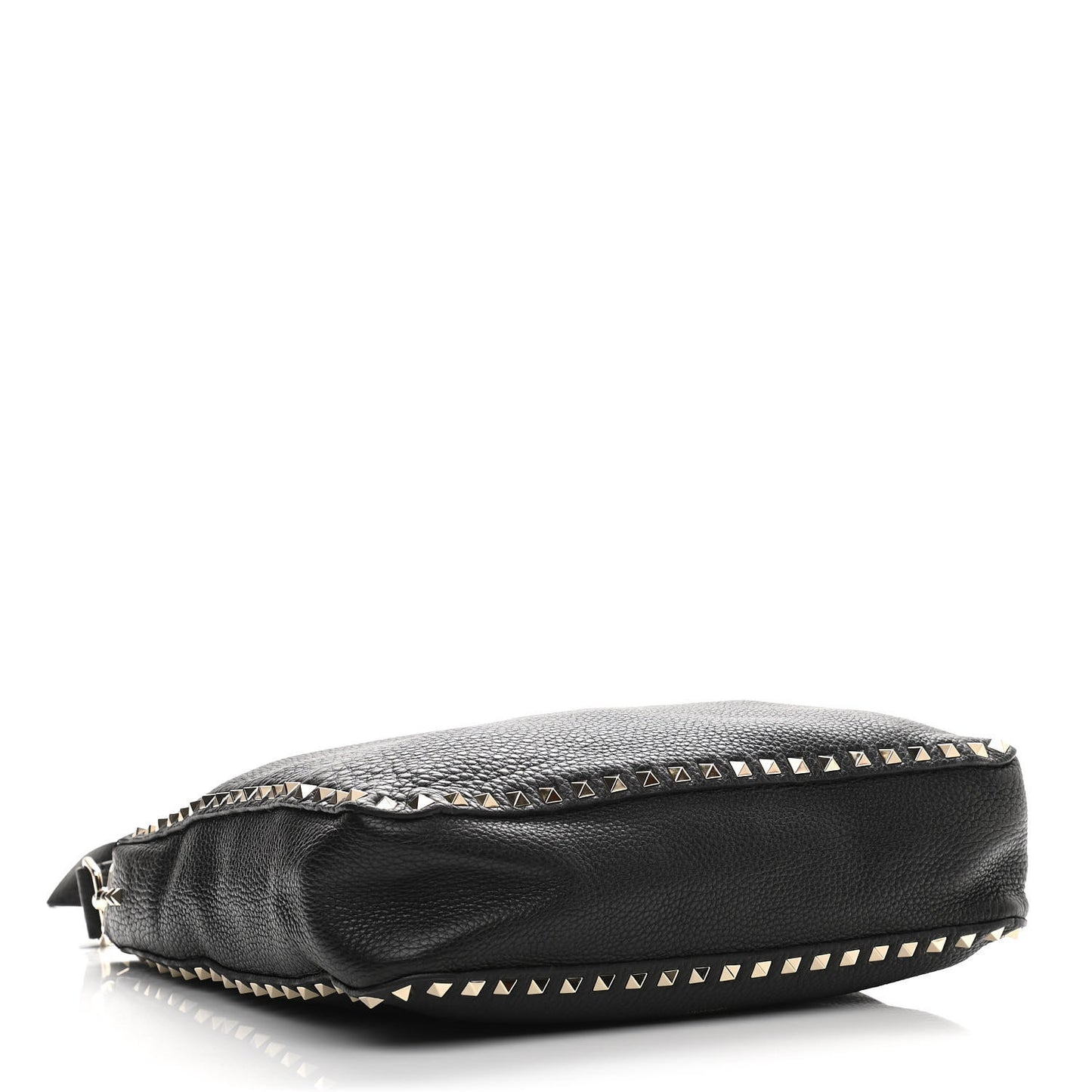 Pebbled Calfskin Large Rockstud Flip-Lock Messenger Bag Black