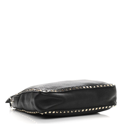 Valentino Garavani Pebbled Calfskin Large Rockstud Flip-Lock Messenger Bag Black 4 of 10