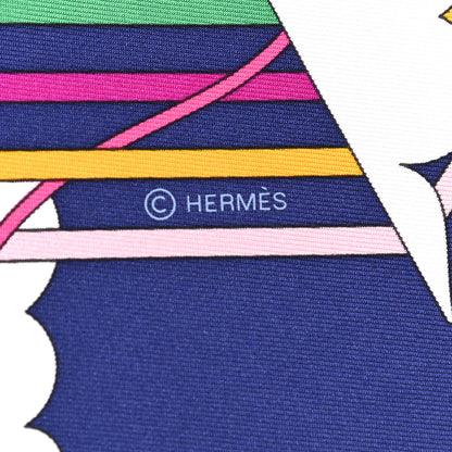 Hermes Silk La Maizeon Des Carres Scarf 90 Marine Rose Vert 4 of 5