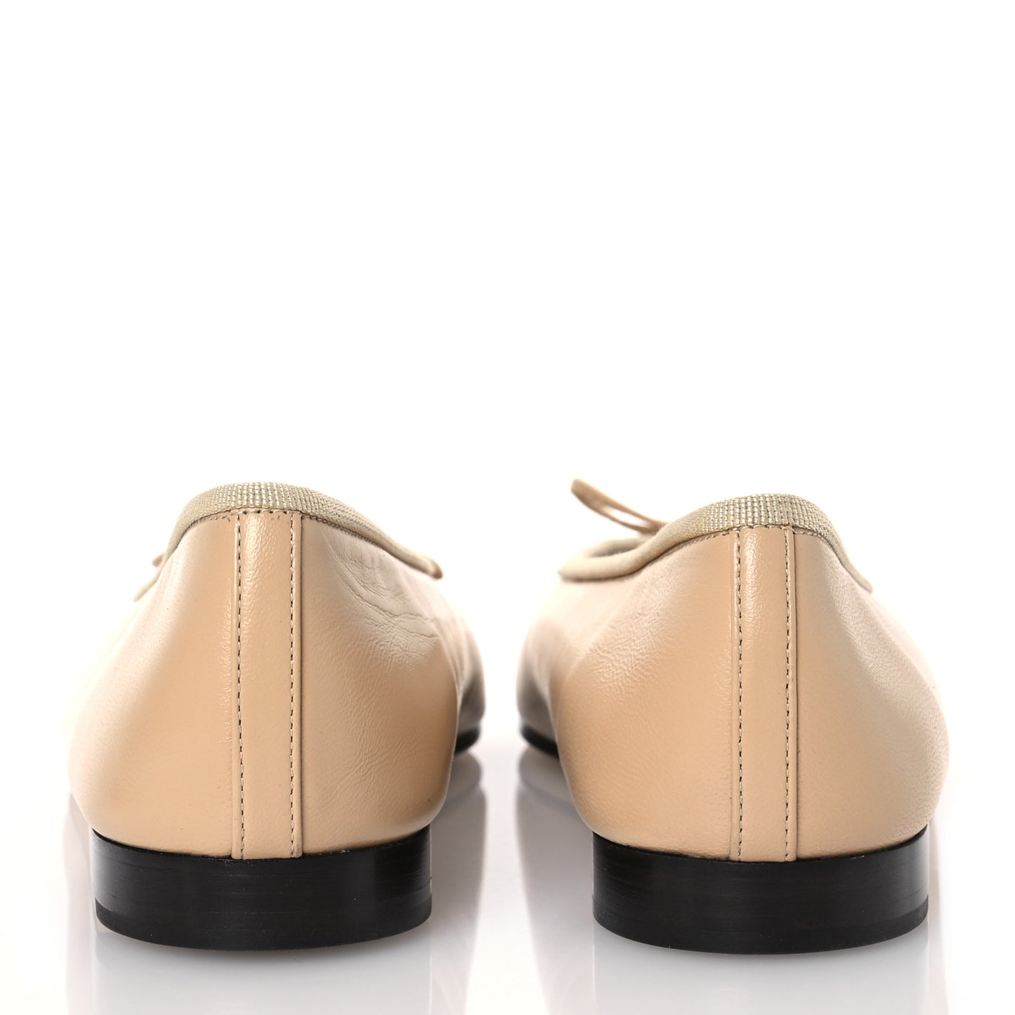 Lambskin Cap Toe CC Ballerina Flats 39 Beige Black